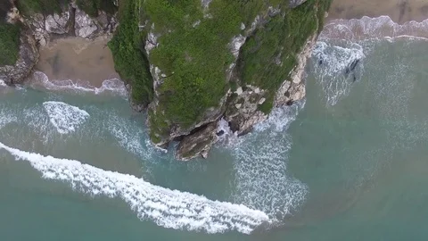Aerial top-down view. The beach of Marina di Minturno town. Italy. 4K Stock Footage 81809283