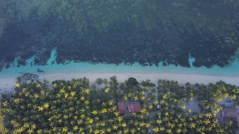 Aerial  top down view of a beach on a tropical paradise island Stock Footage 125015403