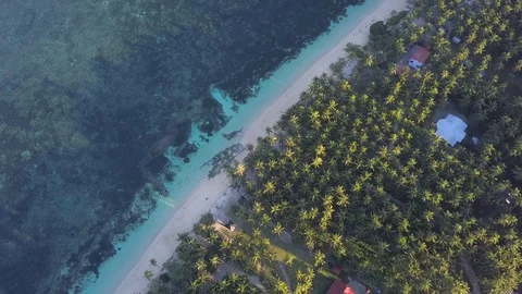 Aerial  top down view of a beach on a tropical paradise island Stock Footage 125087227