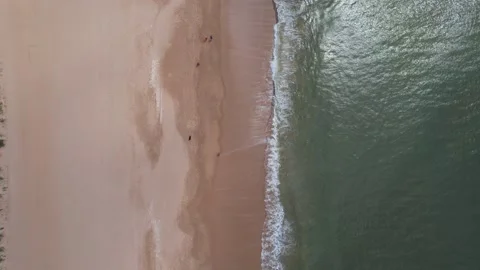 Aerial top down view of beach in Falesia, Vilamoura, Portugal Stock Footage 179576588