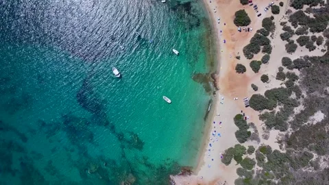 Aerial top down view of the beach Alyko, Naxos island Stock Footage 261904546