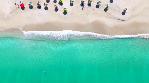 Aerial top down view of the beautiful Darkwood Beach, Antigua island Stock Footage 274269436