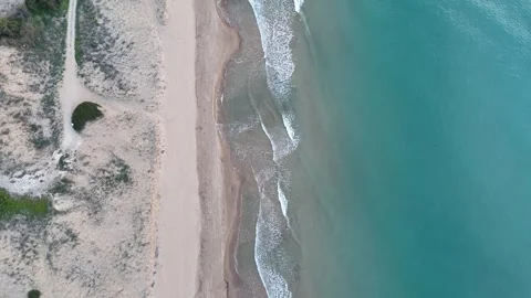 Aerial top down view to the beautiful beach of Kyllini, West Peloponnese, Greece Video stock 304160792