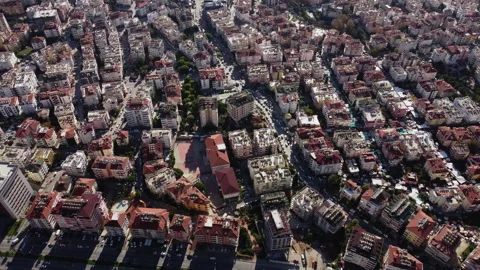 Aerial Top Down View of Big City with A Lot Of Buildings in Summer Day Stock Footage 182981641