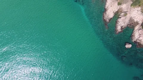 Aerial top down view of blue beach during summer near Palamos Costa Brava 動画素材 246301471
