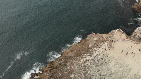 Aerial top down view Boca do Inferno touristic attraction in Portugal Video stock 107787102