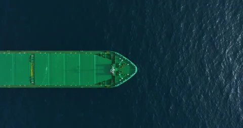 Aerial top down view of a bow from a large cargo ship traveling with speed over 動画素材 261972136