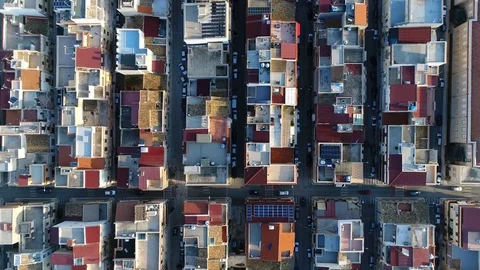 Aerial top down view of building block of Balestrate 4k Stock Footage 100670111