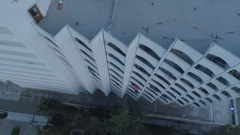 Aerial top down view of building . 4K Stock Footage 116983058