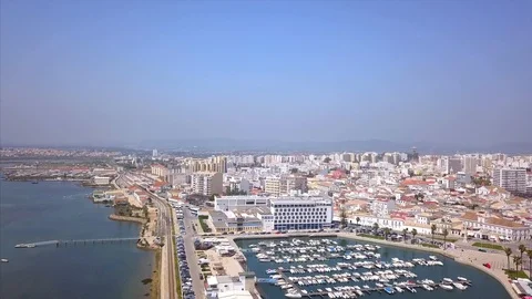 Aerial top down view of the buildings and city of Lisbon, Portugal Stock Footage 100030281