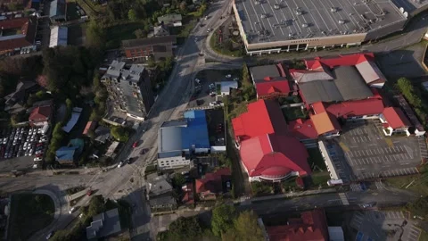 Aerial Top Down View of Busy Road Traffic in Puerto Montt Chile Stock Footage 324262949