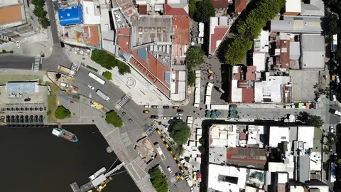 Aerial top down view of Caminio, a famous landmark,in La Boca neighborhood. Stock Footage 126569991