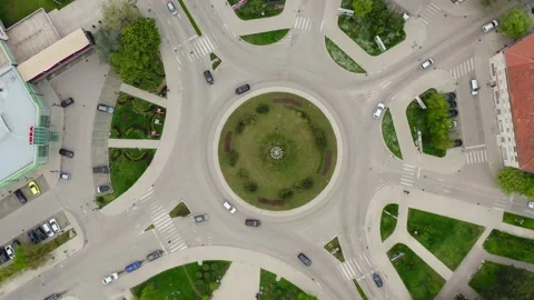 Aerial top down view car drives on roundabout, Stock-Footage 234520171