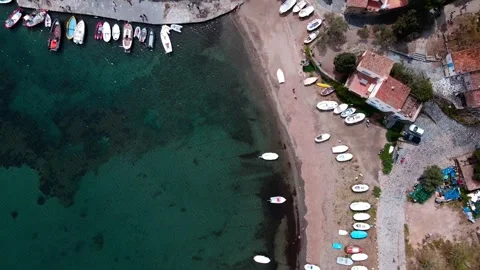 Aerial top down view of Casa Dali house of Salvador Dali in Port Lligat Cos.. 스톡 동영상 245912682
