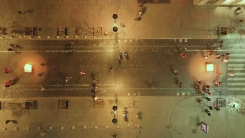 Aerial top-down view of celebration of Restoration of the State Day in Vilnius. Stock Footage 288385101
