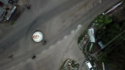 Aerial top down view of Cepu city intersection Stock Footage 267352143