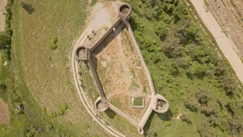 Aerial top down view Chailuri Castle, known as Niakhura Fortress, stands in.. Stock Footage 309104616