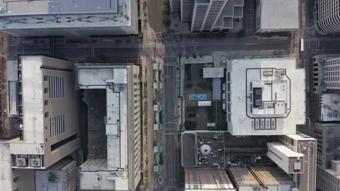Aerial top down view of Cincinnati Downtown streets with urban grid Stock Footage 161198894