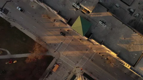 Aerial top down view of  city street Stock Footage 145545697