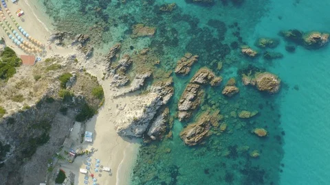 Aerial top down view of the cliffs and coastline Stock Footage 117802130