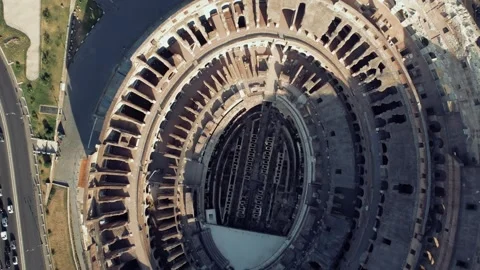 Aerial Top Down View of Colosseum in Rome, Italy 13 July 2023. Video stock 342829154