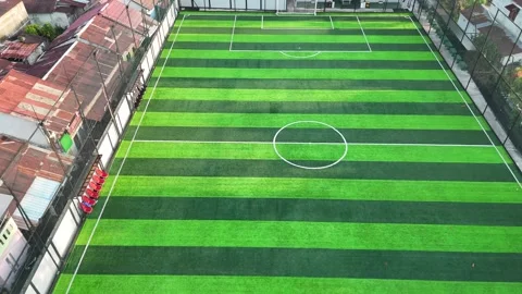 Aerial Top-Down View of Compact Rooftop Futsal Court 動画素材 347262155