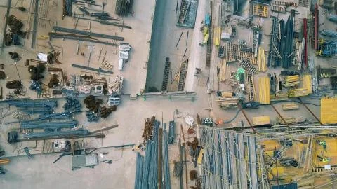 Aerial top down view of a construction site Stock Photos