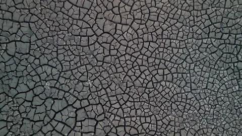 Aerial Top Down View of Cracked Dry Earth Drought Texture 스톡 동영상 345693403