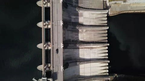 Aerial top down view of a dam wall Stock Footage 153327142