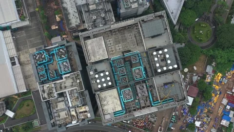 Aerial top down view of a data center rooftop Stock Footage 327812423