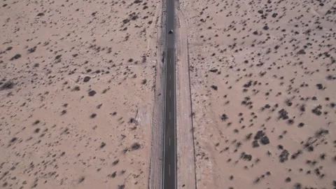 Aerial Top Down View of Desert Road in Baja California Sur, Mexico Stock Footage 340428908