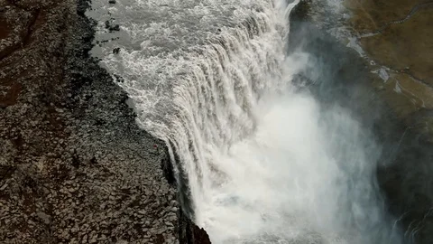 Aerial top down view of Dettifoss waterfall in North Iceland Stock Footage 116185238