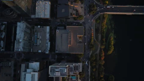 Aerial Top Down View of Downtown Austin Skyscrapers and Streets Texas Stock Footage 325351671