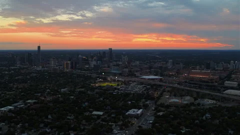 Aerial Top Down View of Downtown Austin Skyscrapers and Streets Texas Stock Footage 335820771