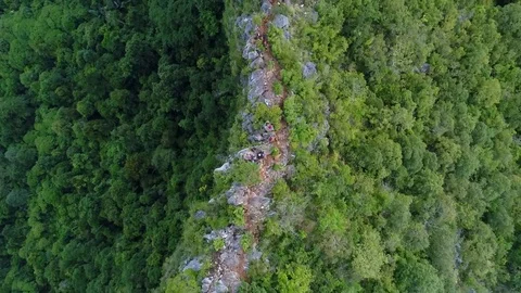 Aerial top down view from drone, hiking track of Baling Mountain. 스톡 동영상 87260613