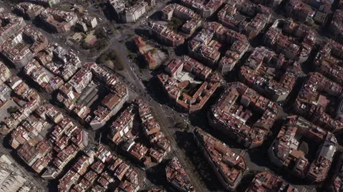 Aerial Top Down View of Eixample City Grid in Barcelona Spain Stock Footage 237151230