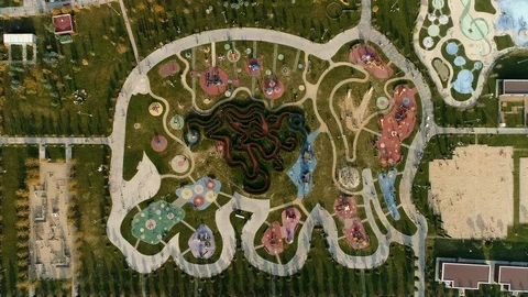 Aerial Top Down View of Elephant Shape at Public Park Stock Footage 98765330