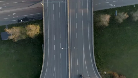 Aerial top down view of elevated highway traffic Stock Footage 131043099