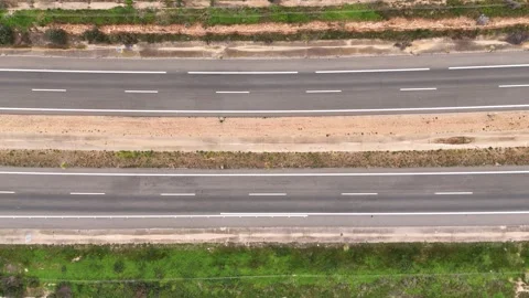 Aerial top down view of empty divided highway rural landscape 스톡 동영상 329073897