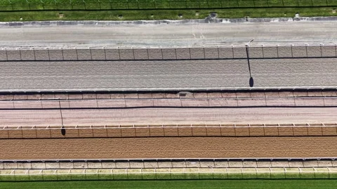 Aerial top down view of empty horse race track Stock Footage 340512272
