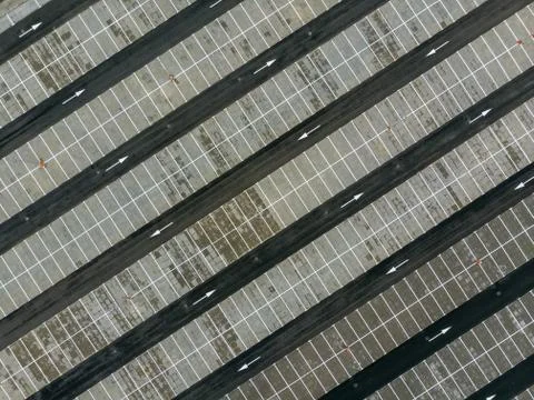 Aerial top down view of empty parking lot Stock Photos