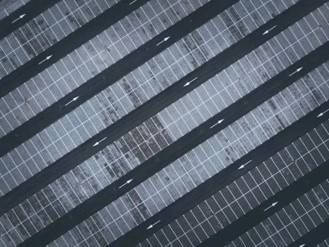 Aerial top down view of empty parking lot Stock Photos