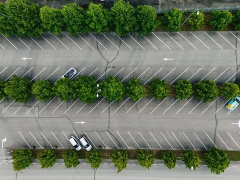 Aerial Top Down View of Empty Parking Lot Stock Photos