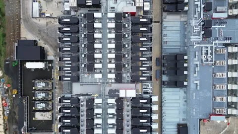 Aerial Top Down View of Enterprise Data Center Vidéo 334914458