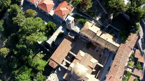 Aerial top down view of the famous monastery of Hosios Loukas in Greece Stock Footage 146289830