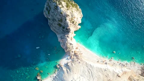 Aerial, top down view to the famous Mizithres rocks, Zakynthos Stock Footage 157644588