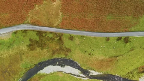 Aerial top-down view of the famous Honister Pass, Lake District region, UK 스톡 동영상 254492732