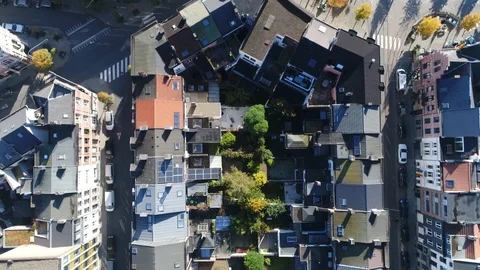 Aerial top down view flight over Antwerp neighborhood 4k Stock Footage 89441533