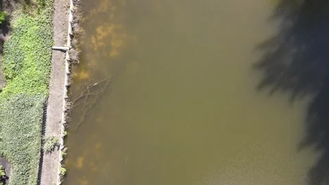 Aerial top down view of flowing Lietzensee lake in West Berlin Germany 스톡 동영상 243375981