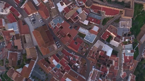 Aerial top down view flying over salobrena city and castle 動画素材 330418987